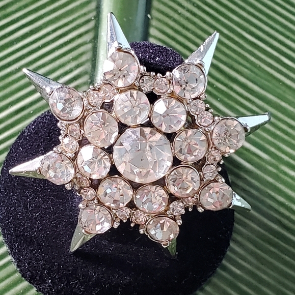 Vintage Starburst Rhinestone Brooch - Picture 2 of 4